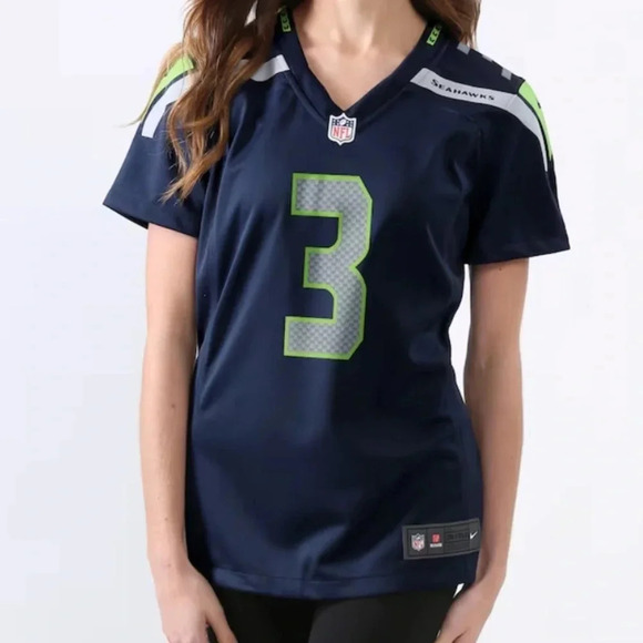 Seattle Seahawks Russell Wilson #3 NFL Nike Navy On Field Game Player Jersey - Picture 1 of 10